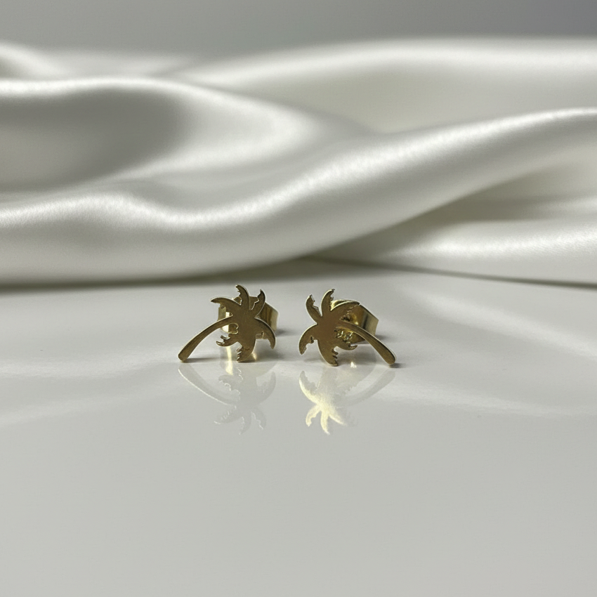 Pendientes de palmera dorada