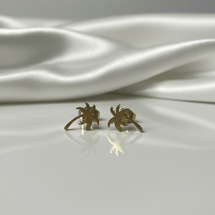 Boucles d'Oreilles Clous Palmier Doré - Jungle Feed