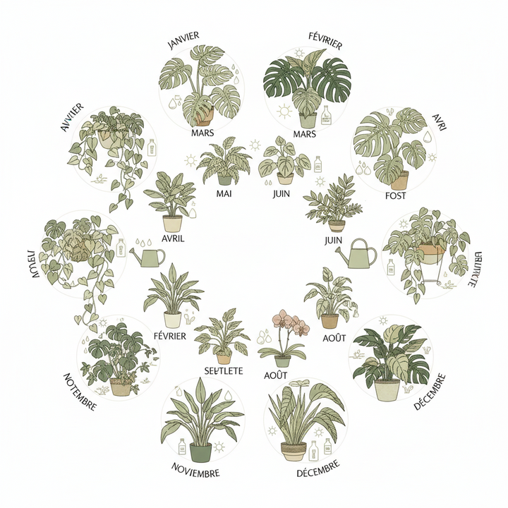 Calendrier d'entretien des plantes d'intérieur mois par mois