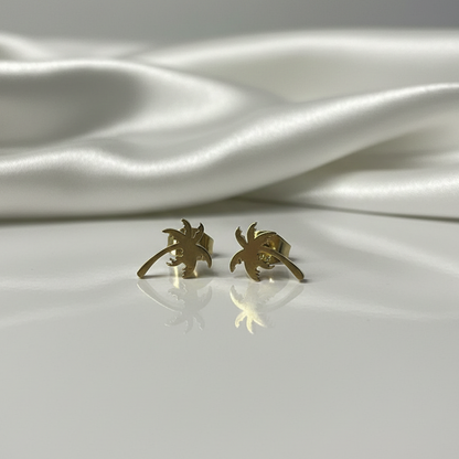 Pendientes de palmera dorada