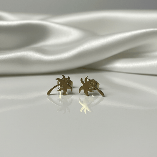 Boucles d'Oreilles Clous Palmier Doré - Jungle Feed