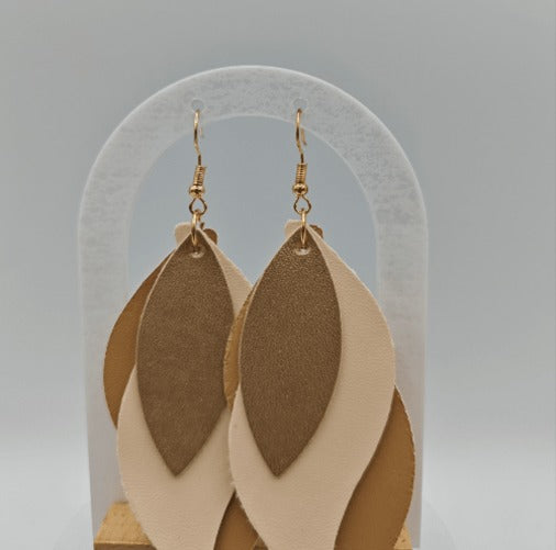 Boucles d'oreilles feuille imitation cuir