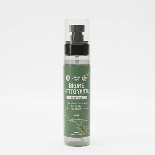 Flacon spray de 100ml de Brume Nettoyante Jungle Feed pour favoriser la respiration des feuilles et apporter de l'éclat, produit fabriqué en France.