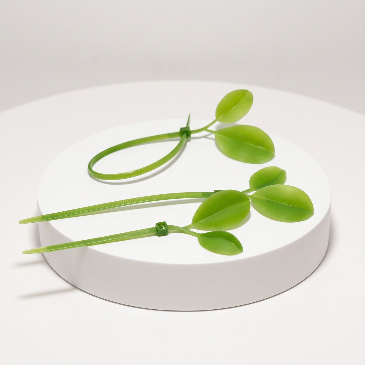 Attaches de palissage en forme de feuille verte sur fond blanc – Jungle Feed