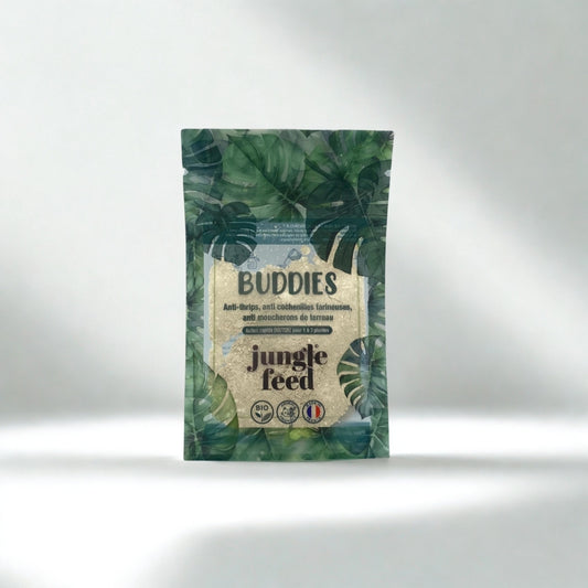 Produit Jungle Feed : sac d'acariens prédateurs pour le traitement biologique et la prévention des nuisibles sur les plantes. Une alternative naturelle aux insecticides chimiques.