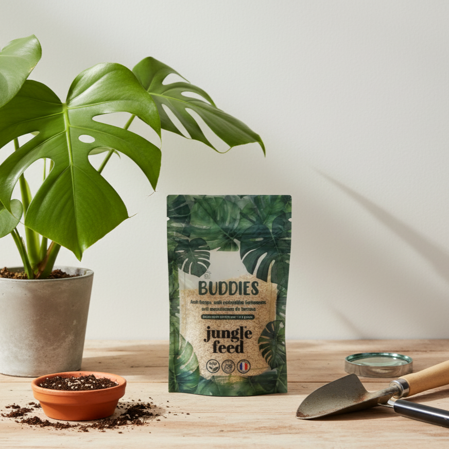 Produit Jungle Feed : sac d'acariens prédateurs pour le traitement biologique et la prévention des nuisibles sur les plantes. Une alternative naturelle aux insecticides chimiques.