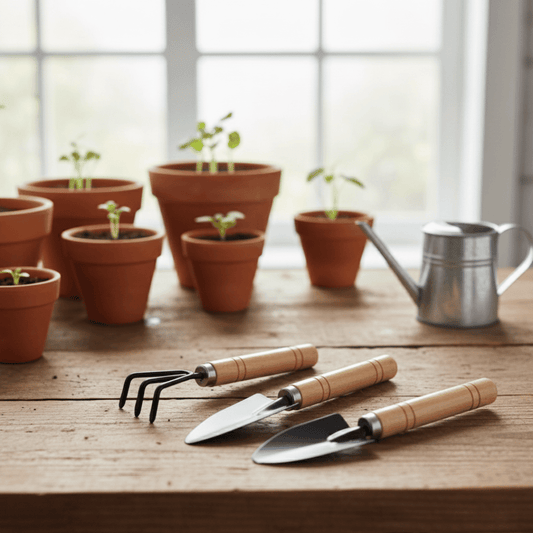 Trio d'Outils de Jardinage en Bois 17cm - Mini Outils pour Plantes | Jungle Feed - Jungle Feed