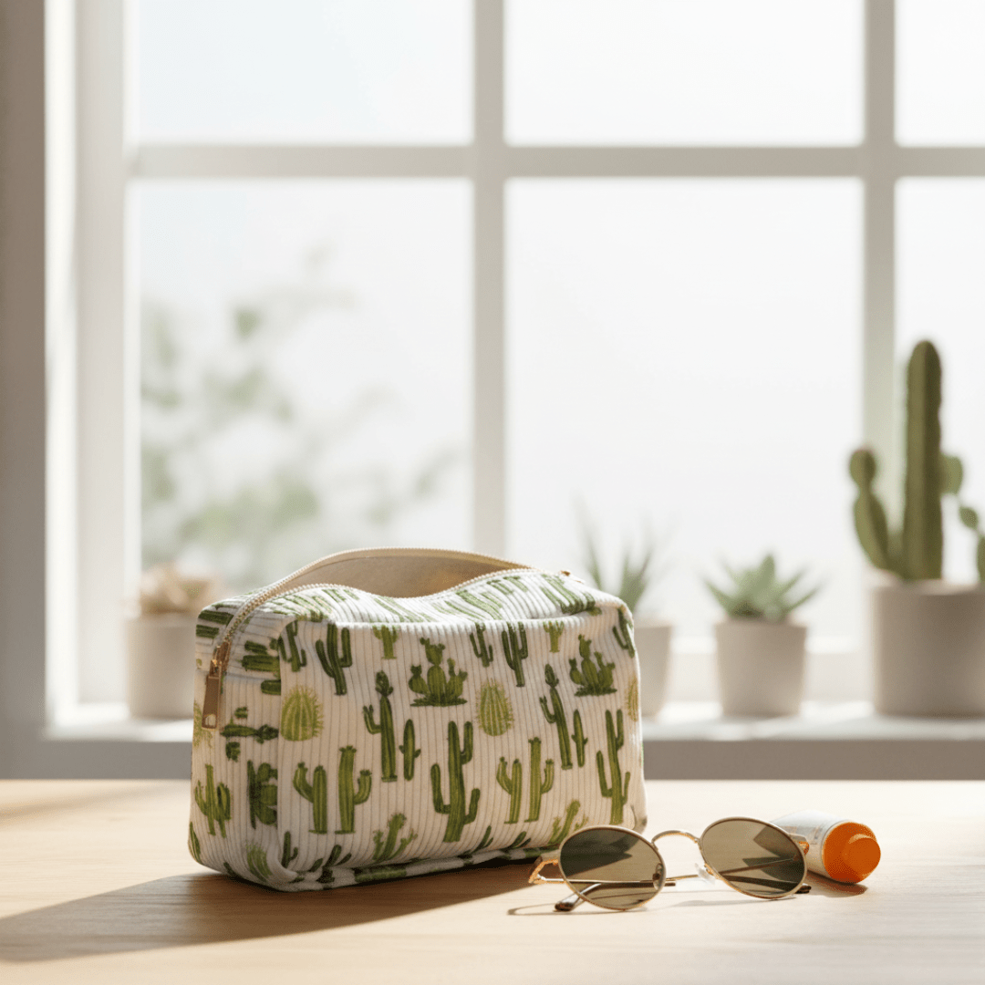 Trousse de Toilette Motif Cactus - Pochette Maquillage Jungle | Jungle Feed - Jungle Feed