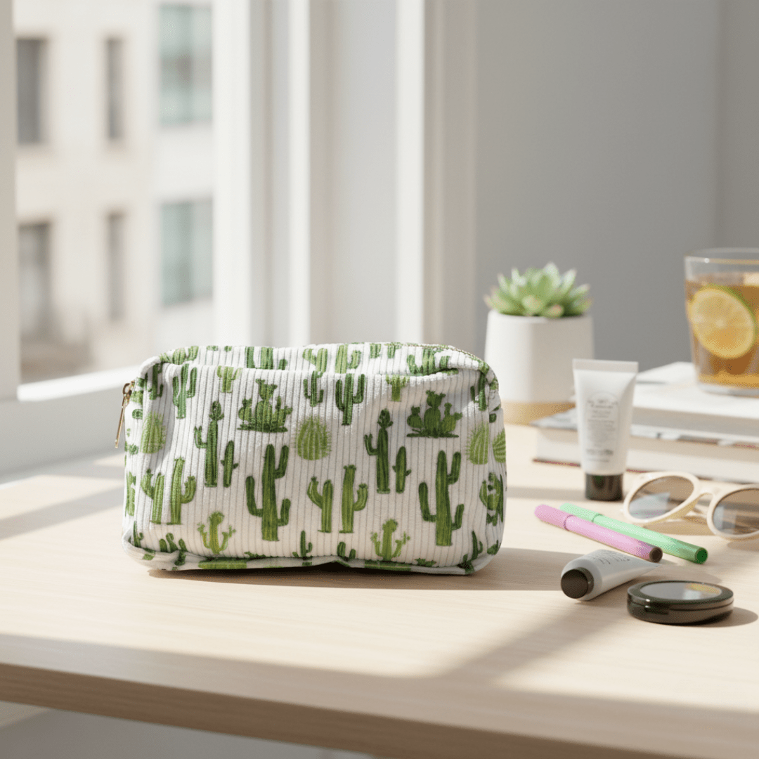 Trousse de Toilette Motif Cactus - Pochette Maquillage Jungle | Jungle Feed - Jungle Feed
